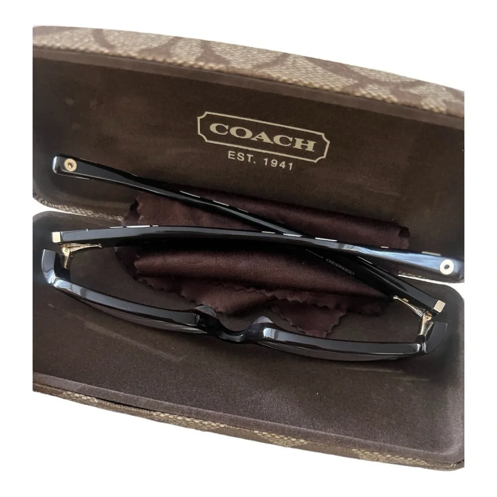 Coach Bernice 844 Ce 130 Brown Rectangle Frame Logo Camouflage Temple EyeGlasses